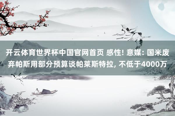 开云体育世界杯中国官网首页 感性! 意媒: 国米废弃帕斯用部分预算谈帕莱斯特拉, 不低于4000万