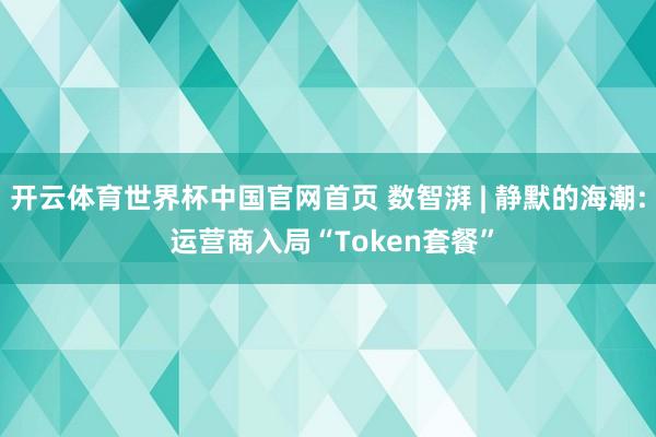 开云体育世界杯中国官网首页 数智湃 | 静默的海潮: 运营商入局“Token套餐”