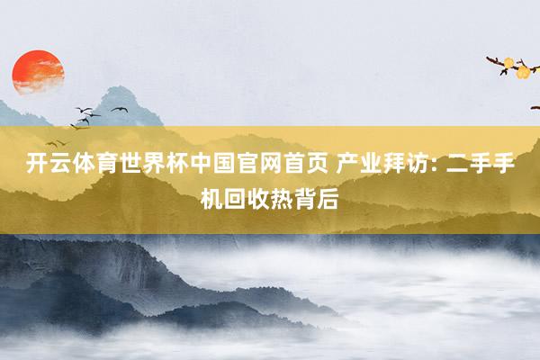 开云体育世界杯中国官网首页 产业拜访: 二手手机回收热背后