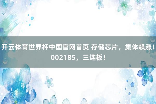开云体育世界杯中国官网首页 存储芯片，集体飙涨！002185，三连板！