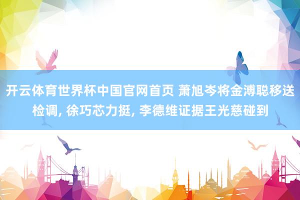 开云体育世界杯中国官网首页 萧旭岑将金溥聪移送检调, 徐巧芯力挺, 李德维证据王光慈碰到