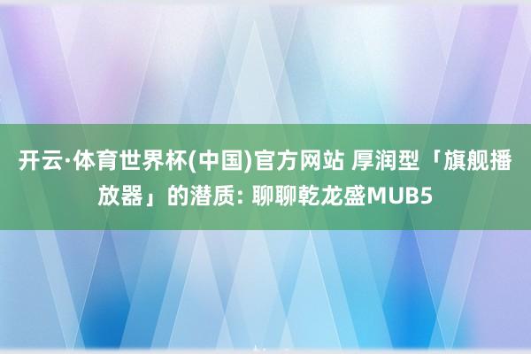 开云·体育世界杯(中国)官方网站 厚润型「旗舰播放器」的潜质: 聊聊乾龙盛MUB5
