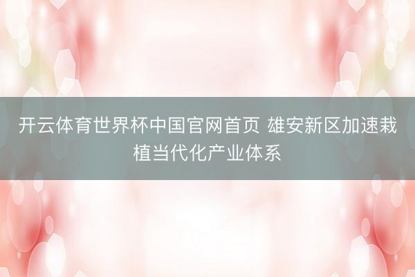 开云体育世界杯中国官网首页 雄安新区加速栽植当代化产业体系