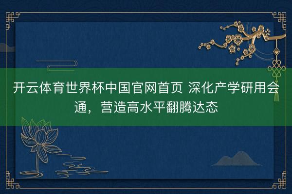 开云体育世界杯中国官网首页 深化产学研用会通，营造高水平翻腾达态